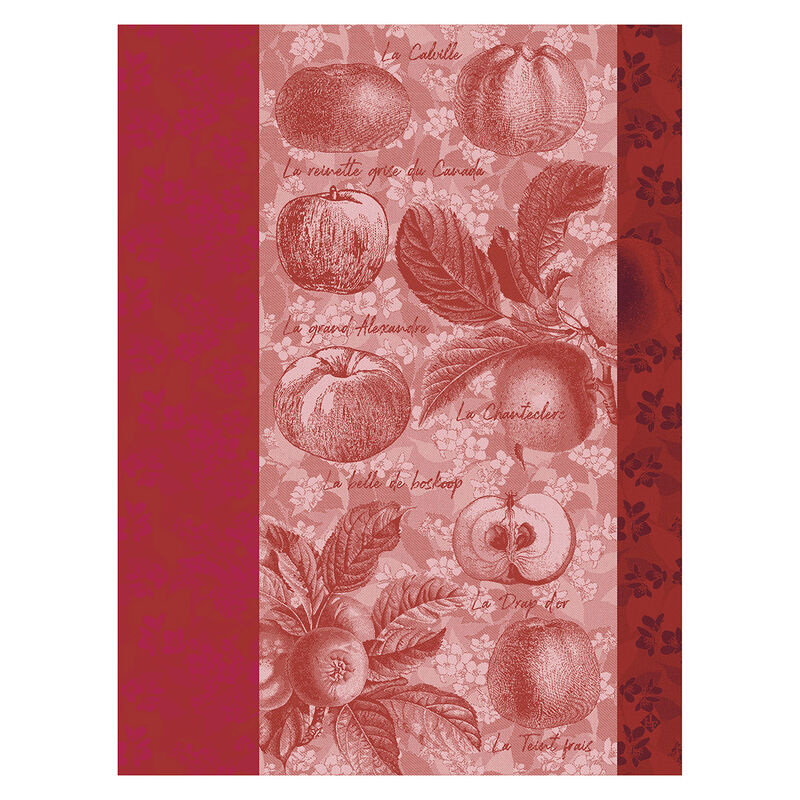 Tea towel Pommes à croquer Red 24"x31" 100% cotton, , hi-res image number 0