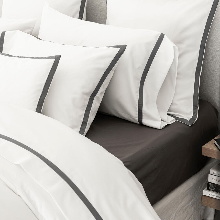 Fitted sheet Palacio Dark grey 152X203X43 100% cotton, , hi-res image number 1