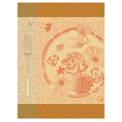 Tea towel Fleurs à croquer Orange 60x80 100% cotton,  Tea towel Fleurs à croquer Orange 60x80 100% cotton
