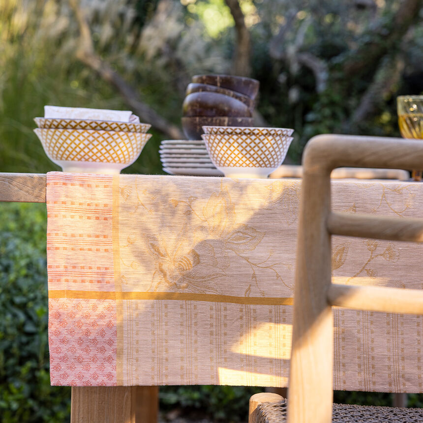 Tablecloth &Eacute;t&eacute; Indien Orange 47"x47" 100% linen, , hi-res image number 2