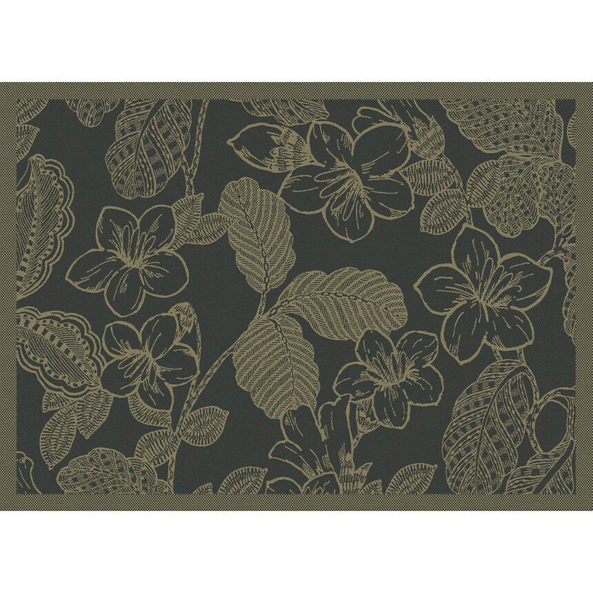 Coated placemat Sulawesi Fleurs Green 20"x14" 100% cotton, , hi-res image number 2