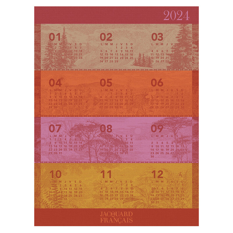 Tea towel Calendrier 2024 Red 24"x31" 100% cotton, , hi-res image number 0