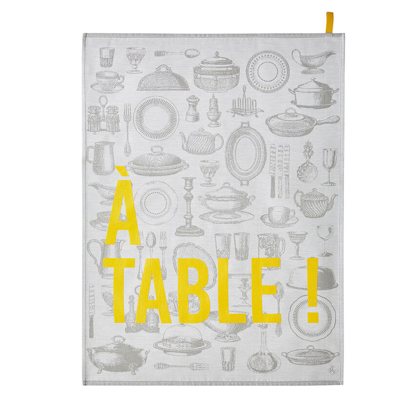 Tea towel &Agrave; table Grey 24"x31" 100% cotton, , hi-res image number 0