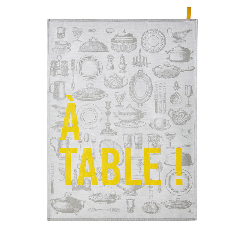 Tea towel À table Grey 24"x31" 100% cotton, , hi-res image number 0