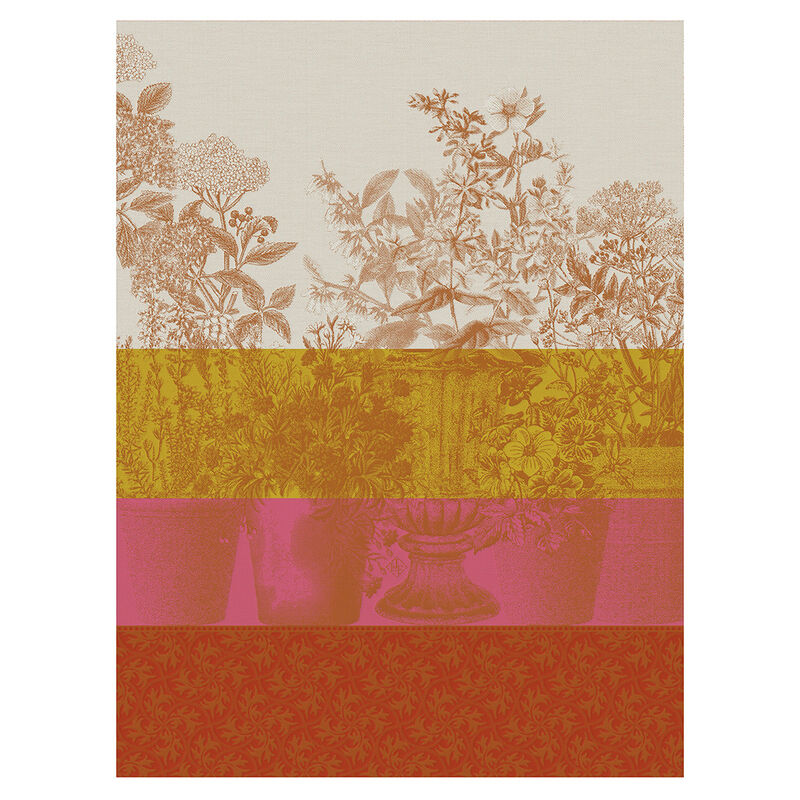 Tea towel Floraison Rayé Pink 60x80 100% cotton, , hi-res image number 0