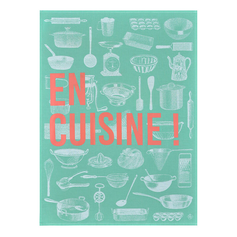 Tea towel En Cuisine Green 24"x31" 100% cotton, , hi-res image number 0