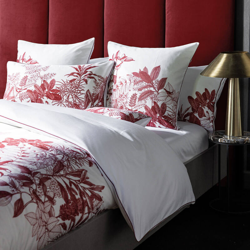 Fitted sheets Feuilles en scène White 60"X80"X17"Queen 100% cotton, , hi-res image number 1