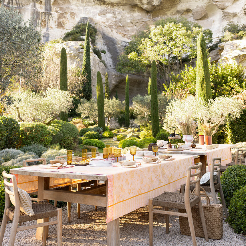 Tablecloth &Eacute;t&eacute; Indien Orange 47"x47" 100% linen, , hi-res image number 4