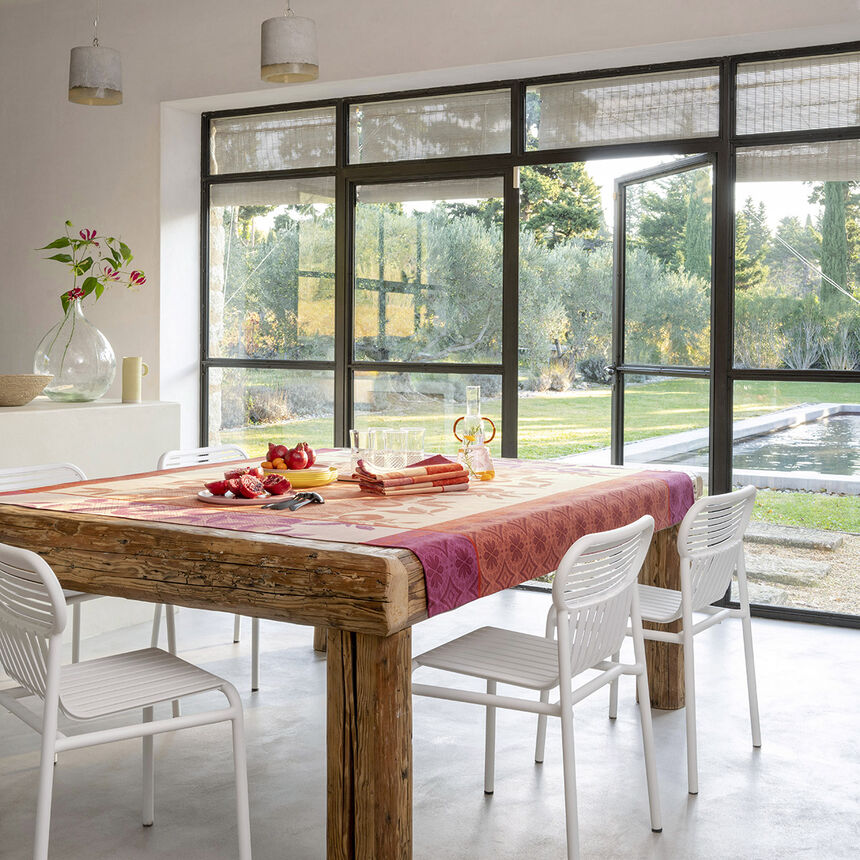 Tablecloth Arri&egrave;re-pays Pink 69"x126" 100% cotton, , hi-res image number 0