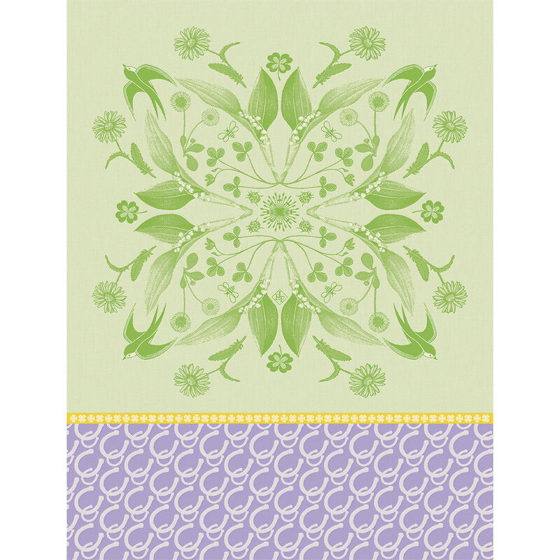 Tea towel Porte bonheur Green 24"x31" 100% cotton, , hi-res image number 0