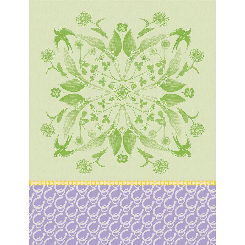 Tea towel Porte bonheur Green 24"x31" 100% cotton, , hi-res image number 0