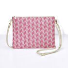 Pouch Picto Pink 8"x6" 100% cotton, acrylic coating. Garnish: Cattle leather, , hi-res image number 1