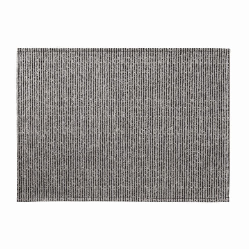 Coated placemat Empreintes Rayures Black 20"x14" 100% cotton, , hi-res