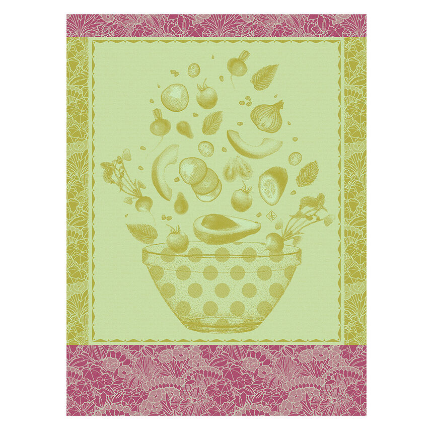 Tea towel Salade d'&eacute;t&eacute; Green 24"x31" 100% cotton, , hi-res image number 0