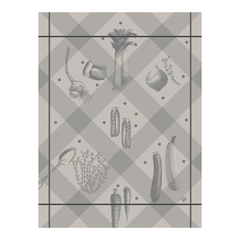 Tea towel Légumes au jardin Grey 60x80 100% cotton, , hi-res image number 0
