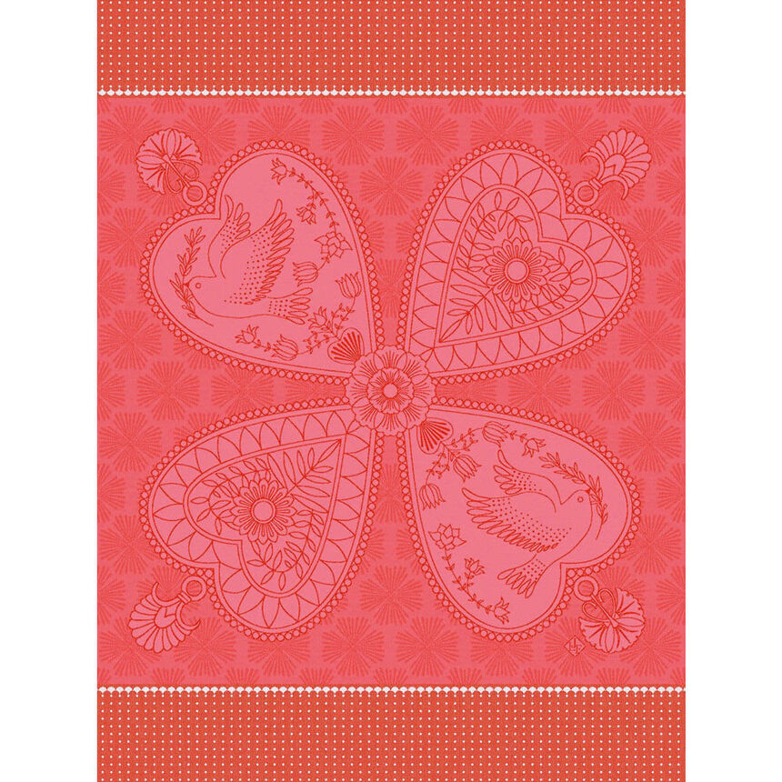 Tea towel Peace & Love Red 60x80 100% cotton, , hi-res image number 0