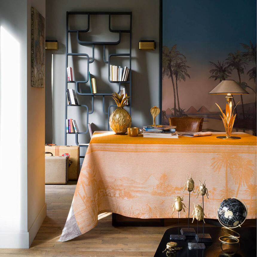 Tablecloth Croisi&egrave;re sur le Nil Desert 69"x69" 100% linen, , hi-res image number 0