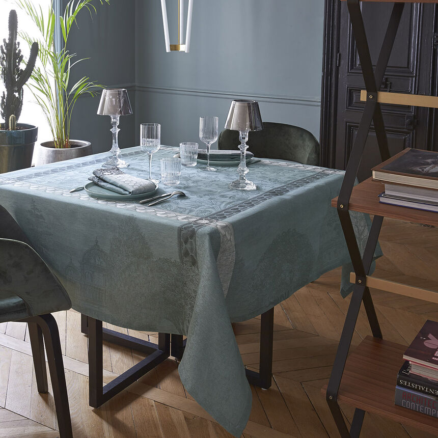 Tablecloth Symphonie Baroque Smoke 69"x69" 100% linen, , hi-res image number 0