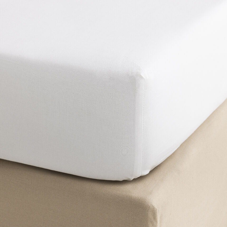 Fitted sheet Songe White 78"X80"X17"King 100% cotton, , hi-res image number 0