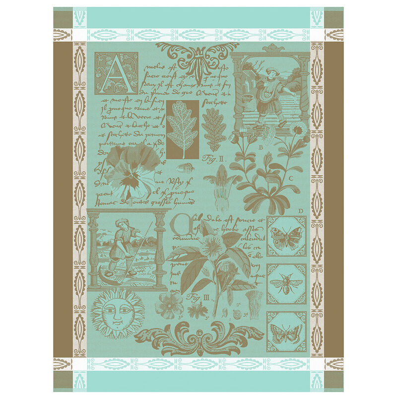 Tea towel Herbier Blue 60x80 100% cotton, , hi-res image number 0