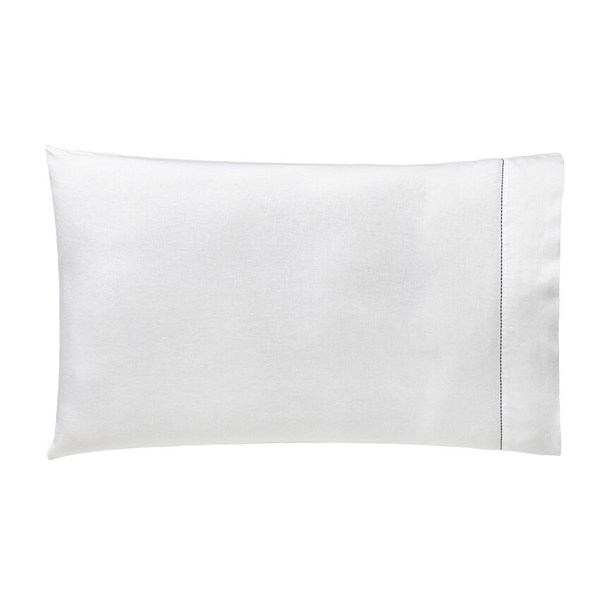 2 Taies am&eacute;ricaines  Nuances Blanc 56X107 50% coton - 50% lin, , hi-res image number 0
