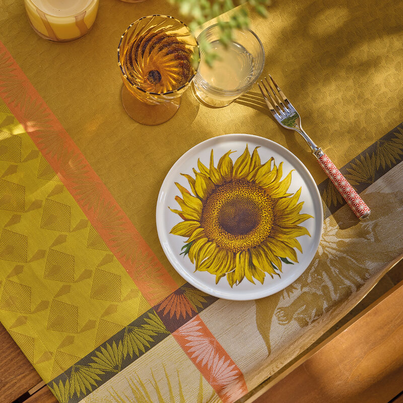 Tablecloth Sinharâja Yellow 69"x69" 100% cotton, , hi-res image number 7