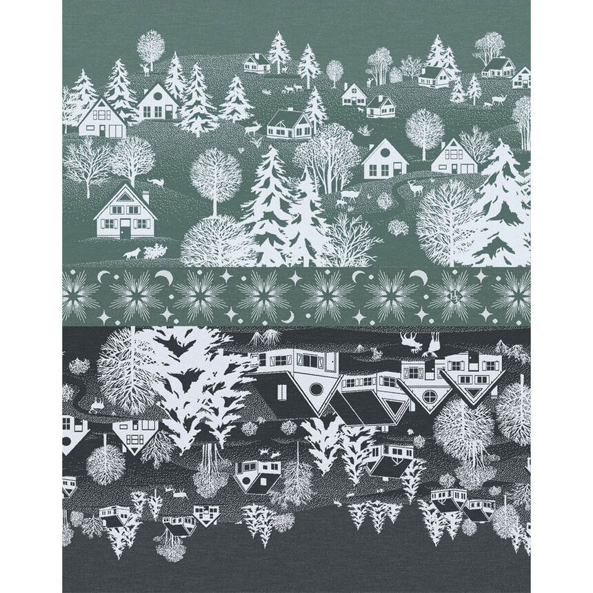 Tea towel Sous les &eacute;toiles Green 60x80 100% cotton, , hi-res image number 0