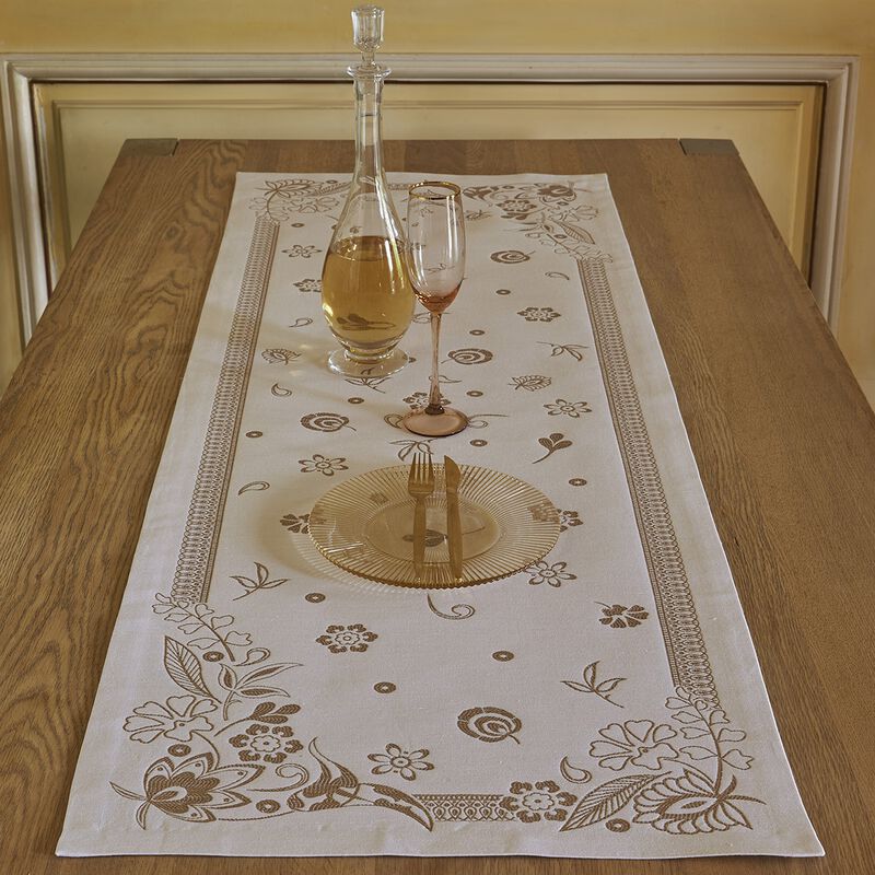 Runner Haute Couture Gold 20"x59" 47% linen/ 43% cotton/ 10% polyester, , hi-res image number 0