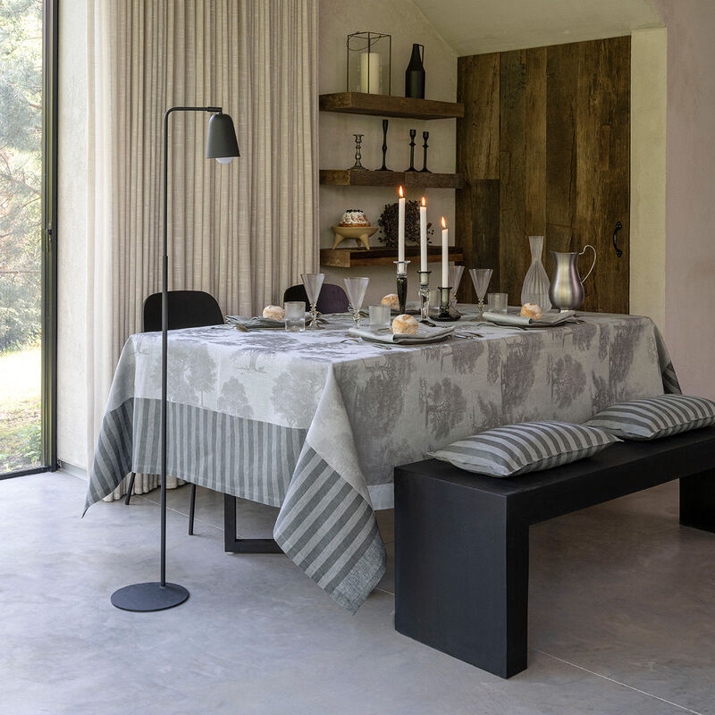 Tablecloth Souveraine  Silver 69"x69" 100% linen, , hi-res