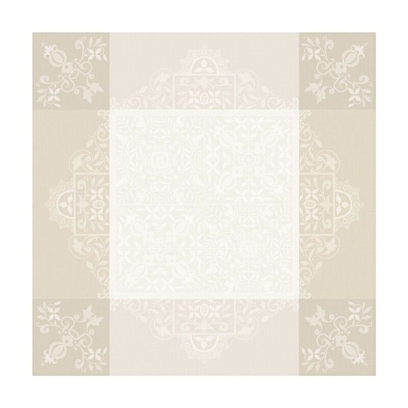 Tablecloth Venezia Ivoire Ivory 69"x69" 100% cotton, , hi-res image number 1