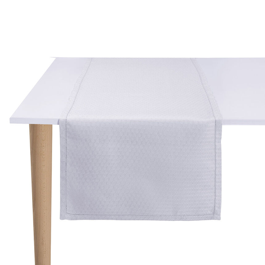 Runner Portofino G&eacute;o White 50x150 100% linen, , hi-res image number 0