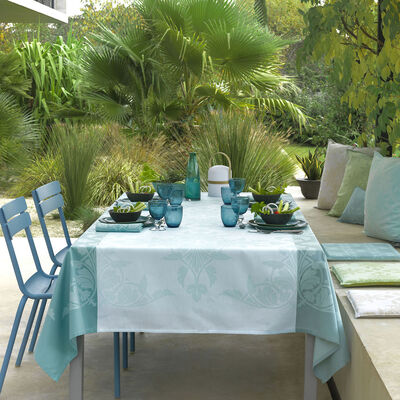 Tablecloth Syracuse Aqua 59"x59" 100% cotton