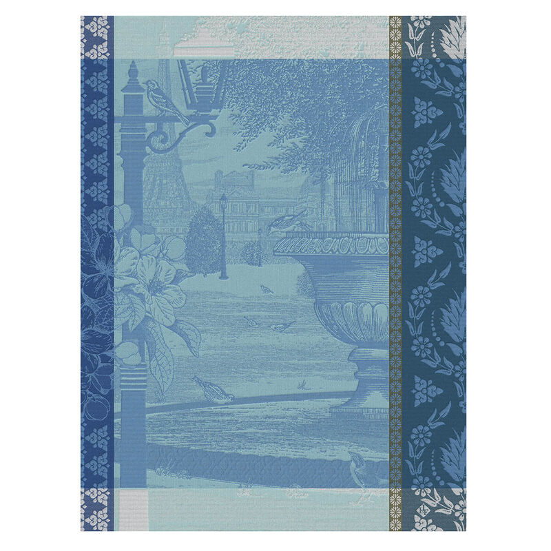 Tea towel Jardin Parisien Blue 24"x31" 100% cotton, , hi-res image number 0