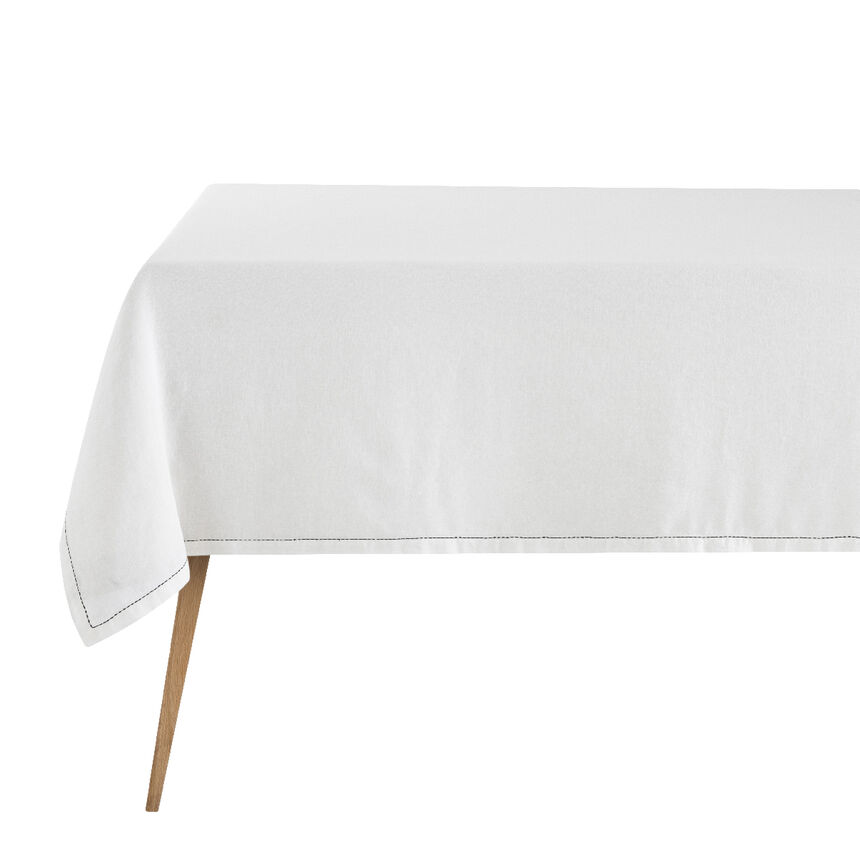 Tablecloth Nuances White 59"x59" 50% cotton - 50 % linen, , hi-res image number 0