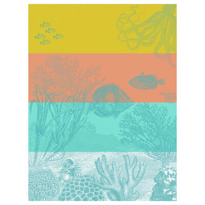 Tea towel Sous l'oc&eacute;an Orange 60x80 100% cotton