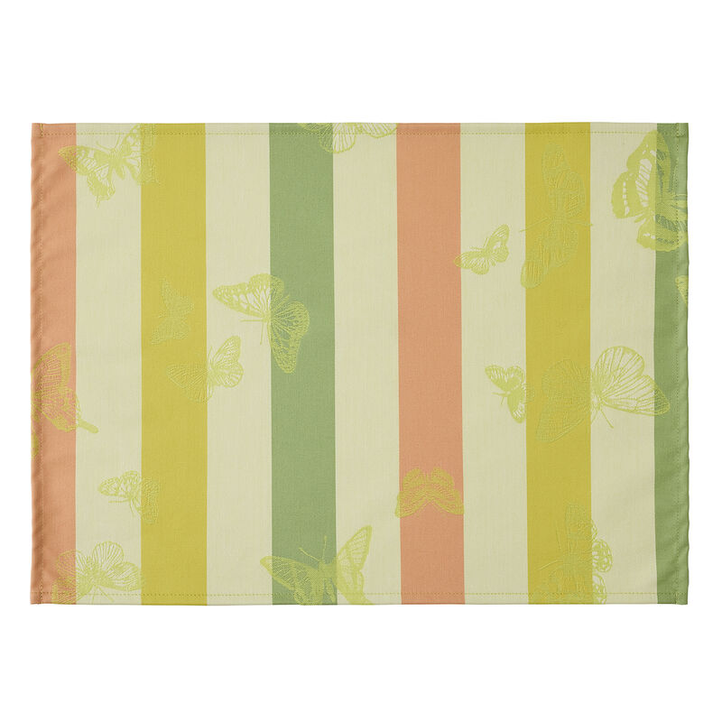 Coated placemat Bal des papillons Coated Yellow 20"x14" 100% cotton, , hi-res