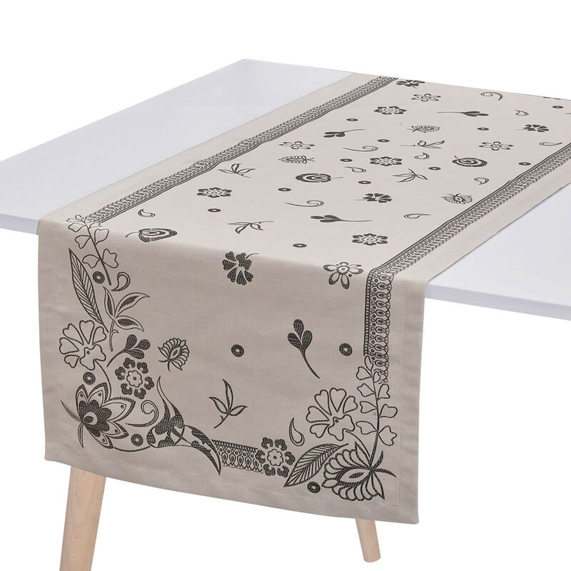 Runner Haute Couture Caviar 20"x59" 47% linen/ 43% cotton/ 10% polyester, , hi-res image number 0