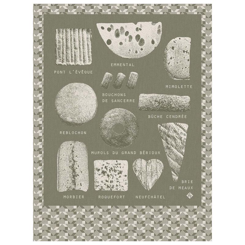 Tea towel Fromages Green 60x80 100% cotton, , hi-res image number 1
