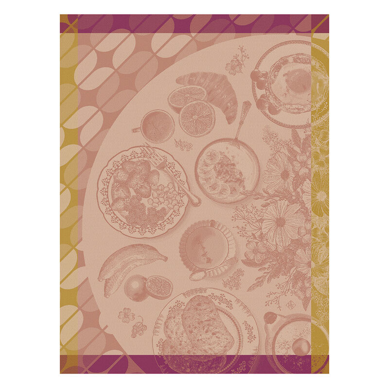 Tea towel Brunch Gourmand Pink 24"x31" 100% cotton, , hi-res image number 0