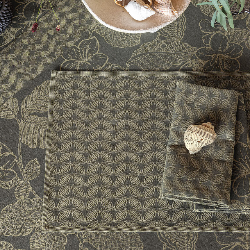 Napkin Sulawesi Feuillage Green 20"x20" 100% cotton, , hi-res image number 0