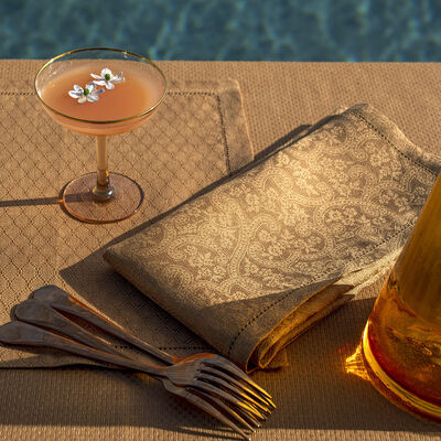 Napkin Portofino Fiori Brown 58x58 100% linen