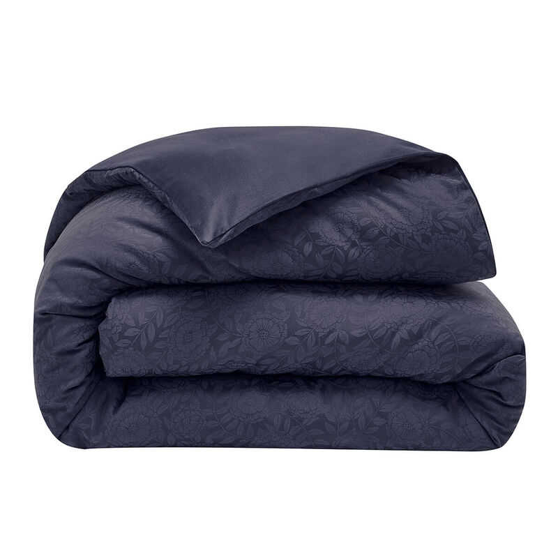 Duvet cover Flora Dark blue 88"X92"Queen 100% cotton, , hi-res image number 1