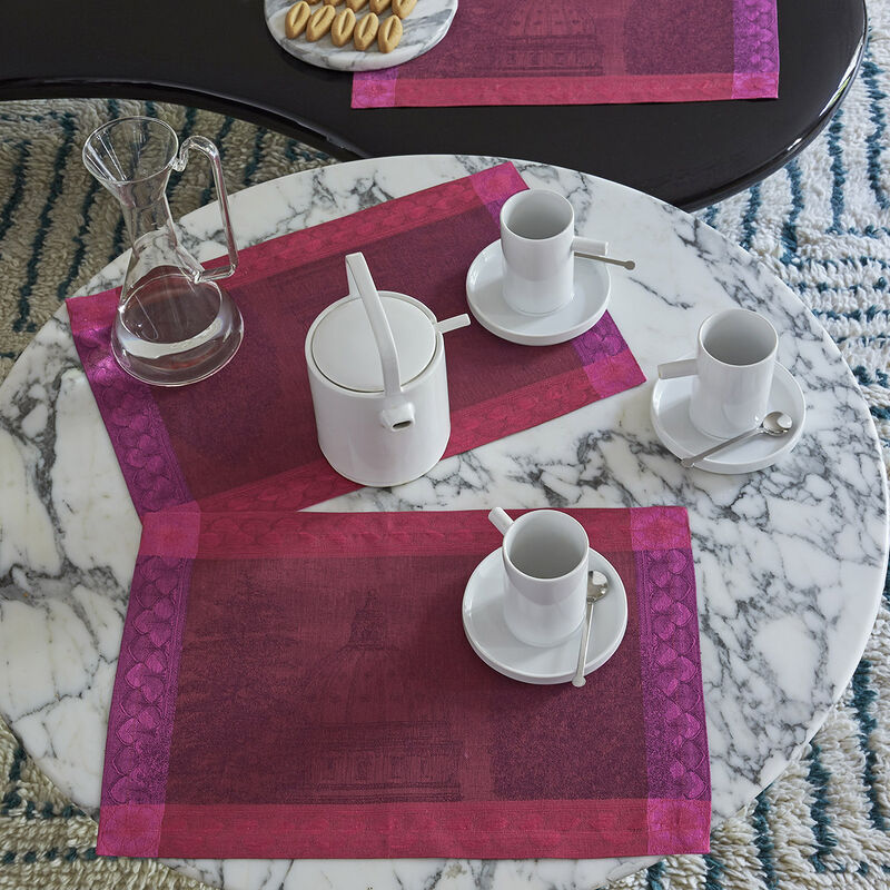 Placemat Symphonie Baroque Maroon 21"x15" 100% linen, , hi-res image number 0