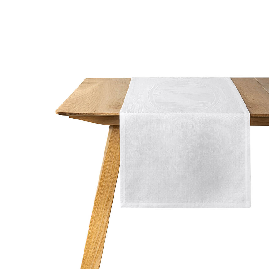 Runner &Eacute;vasion C&eacute;leste White 20"x59" 100% linen, , hi-res image number 1