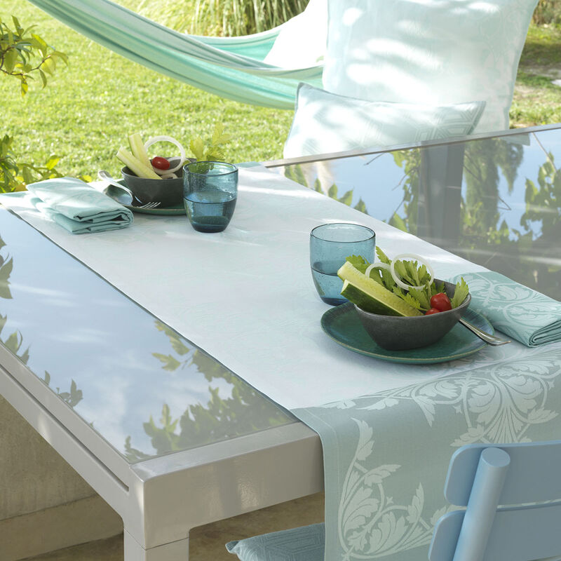 Runner Syracuse Aqua 20"x59" 100% cotton, , hi-res image number 0