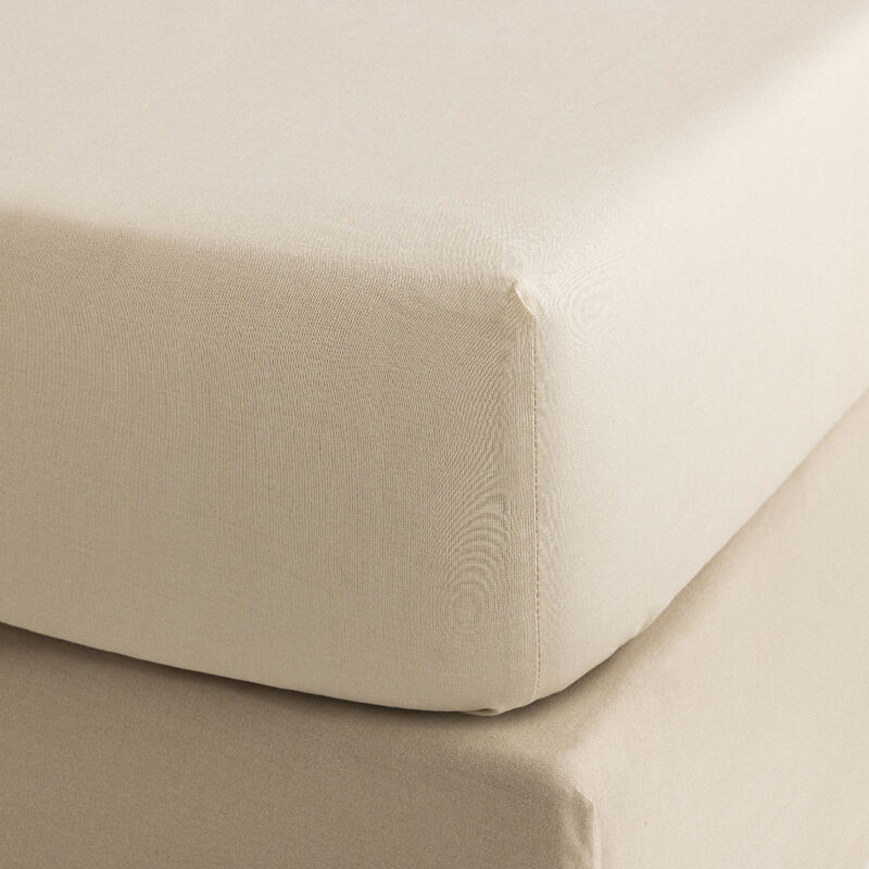 Fitted sheet Portofino Beige 78"X80"X17"King 100% cotton, , hi-res
