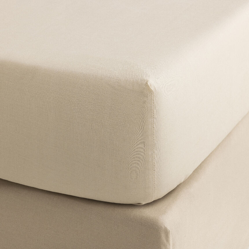 Fitted sheet Portofino Beige 198X203X43 100% cotton, , hi-res image number 0