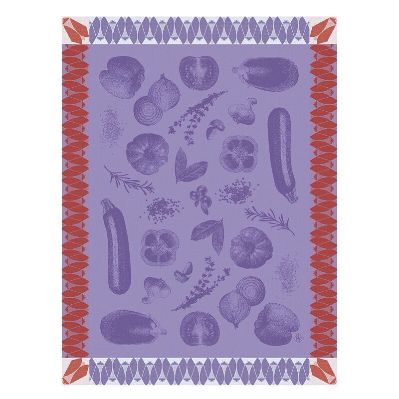 Tea towel Ratatouille Purple 24"x31" 100% cotton, , hi-res image number 0