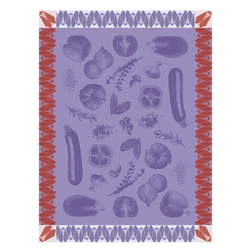 Tea towel Ratatouille Purple 60x80 100% cotton, , hi-res image number 0
