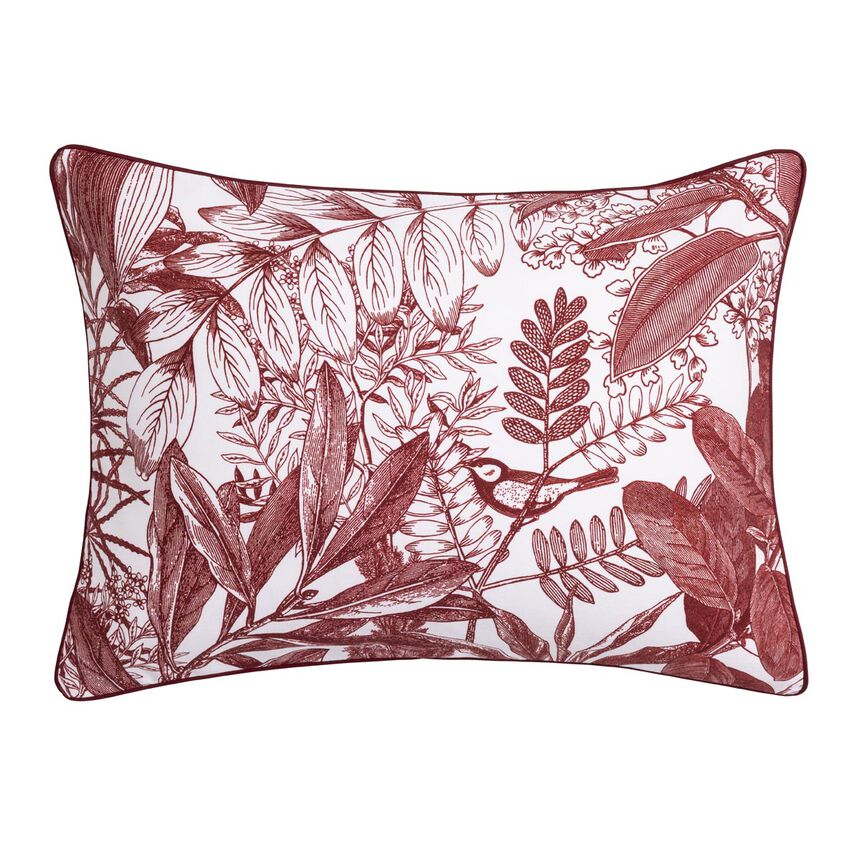 Shams Feuilles en sc&egrave;ne  Red 30X41 100% cotton, , hi-res image number 1